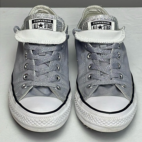 Converse Shoes - 🔥 Like New Women’s Converse CTAS Double Tongue Silver Glitter Sparkle Size 9